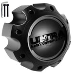 Ultra Wheels Satin Black / Black Logo Wheel Center Cap # 89-9782SBB (4 CAPS) NEW + BOLTS