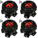 Fuel Wheels Gloss Black / Red Center Cap # 1004-27GBQ / 1004-26 NEW (4 CAPS) - Wheelcapking